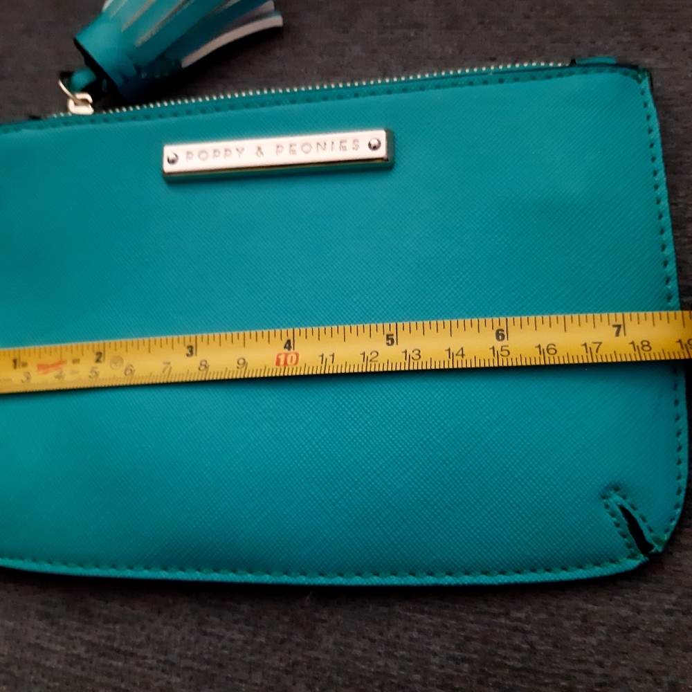 Bobby & Peonies Teal Clutch NEW